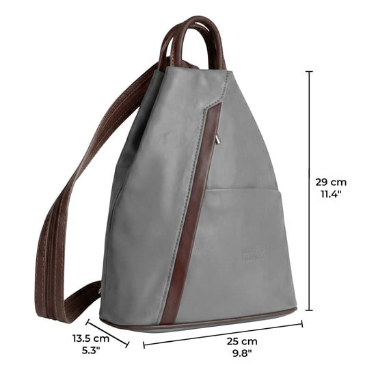 Women’s Italian Leather Convertible Backpack Vera Pelle Anti-Theft Rucksack in Grey - Image 4