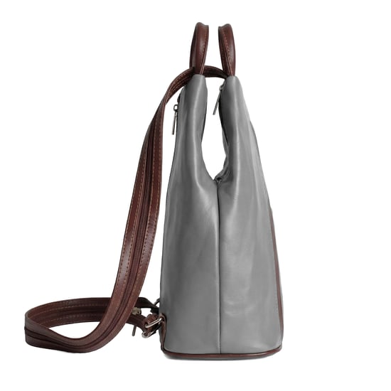 Women’s Italian Leather Convertible Backpack Vera Pelle Anti-Theft Rucksack in Grey - Image 5
