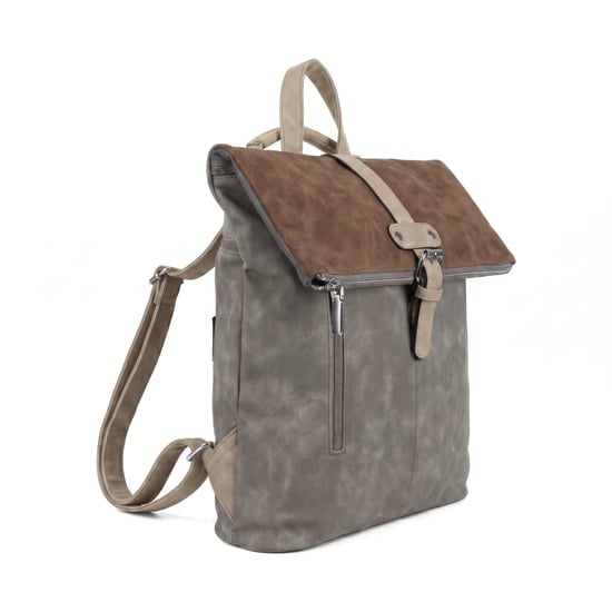 Roll-Top Backpack, Anti-Theft Travel Bag with Luggage Strap in Dark Grey - Image 1