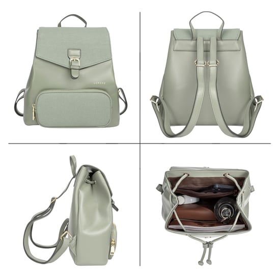Women’s Small Backpack, Stylish Work School Rucksack Bag in Sage - Image 4