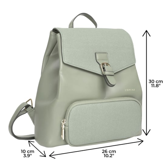 Women’s Small Backpack, Stylish Work School Rucksack Bag in Sage - Image 5
