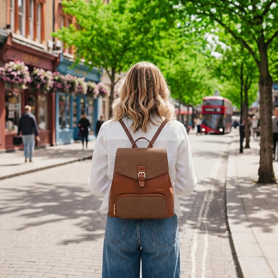 Women’s Small Backpack, Stylish Work School Rucksack Bag in Tan - Image 2