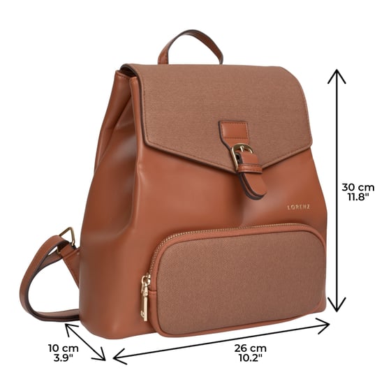 Women’s Small Backpack, Stylish Work School Rucksack Bag in Tan - Image 5