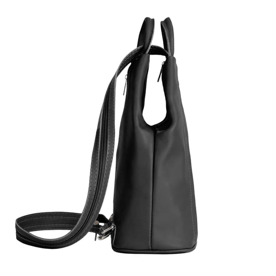 Women’s Italian Leather Convertible Backpack Vera Pelle Anti-Theft Rucksack in Black - Image 5