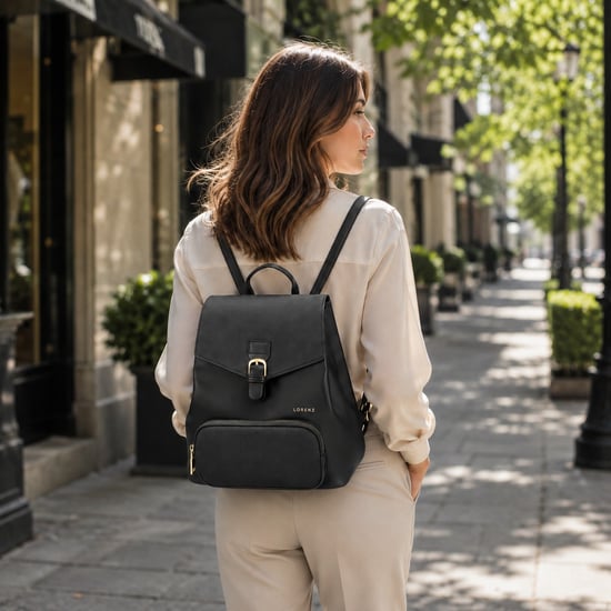 Women’s Small Backpack, Stylish Work School Rucksack Bag in Black - Image 2