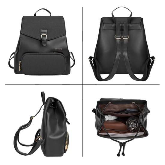 Women’s Small Backpack, Stylish Work School Rucksack Bag in Black - Image 4
