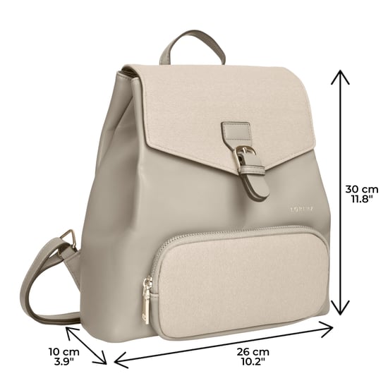 Women’s Small Backpack, Stylish Work School Rucksack Bag in Beige - Image 5