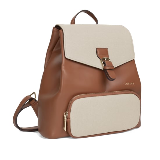 Women’s Small Backpack, School Work Rucksack Bag in Tan Beige - Image 3