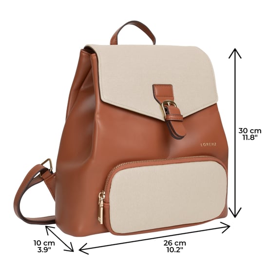 Women’s Small Backpack, School Work Rucksack Bag in Tan Beige - Image 5