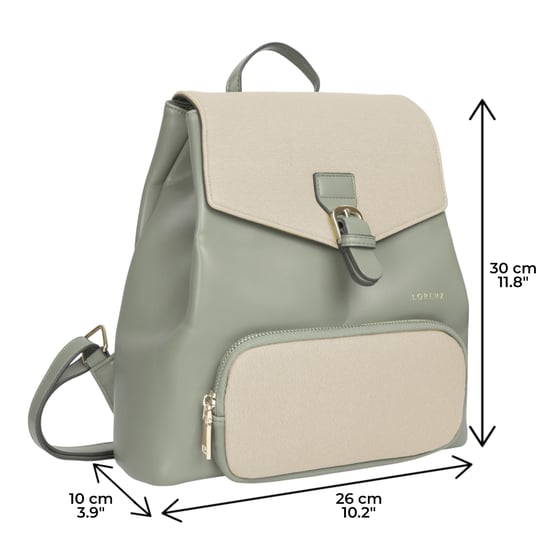 Women’s Small Backpack, School Work Rucksack Bag in Sage Beige - Image 5