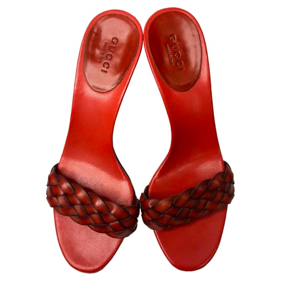 Gucci Woven Slide Sandals in Red Leather - Image 4