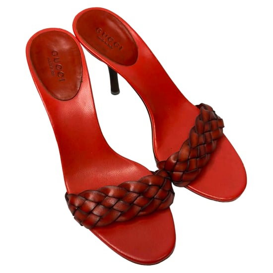 Gucci Woven Slide Sandals in Red Leather - Image 6