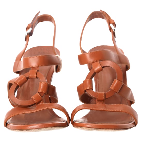 Loro Piana sandaler med ankelrem i brunt läder - Image 4