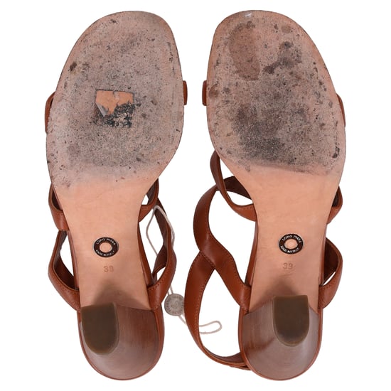 Loro Piana sandaler med ankelrem i brunt läder - Image 6