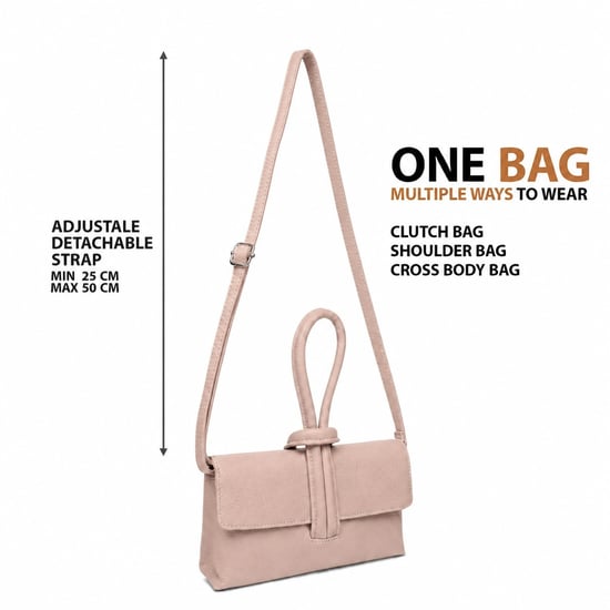 Women’s Italian Leather Clutch Bag, Convertible Crossbody Shoulder Wristlet Purse in Light Pink - Image 4