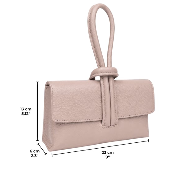 Women’s Italian Leather Clutch Bag, Convertible Crossbody Shoulder Wristlet Purse in Light Pink - Image 5