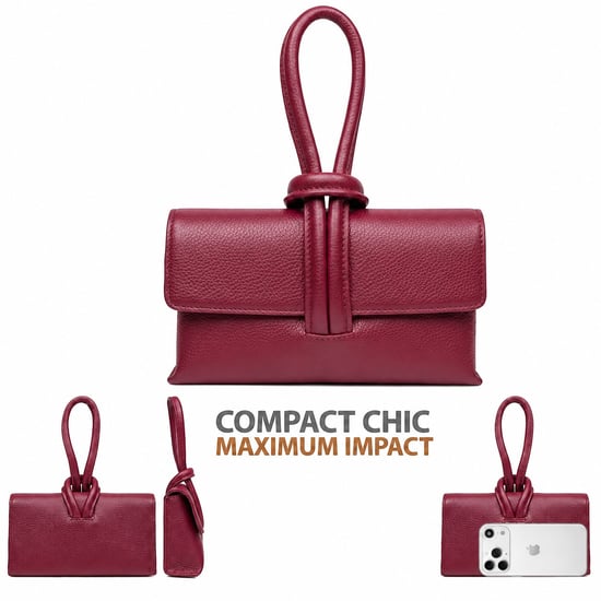 Women’s Italian Leather Clutch Bag, Convertible Crossbody Shoulder Wristlet Purse in Burgundy - Image 3