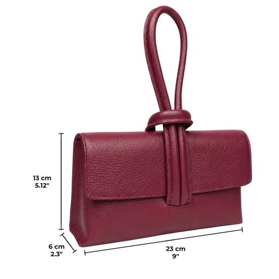 Women’s Italian Leather Clutch Bag, Convertible Crossbody Shoulder Wristlet Purse in Burgundy - Image 5