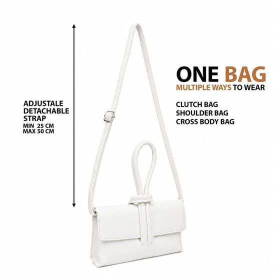 Women’s Italian Leather Clutch Bag, Convertible Crossbody Shoulder Wristlet Purse in White - Image 4