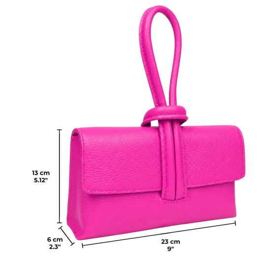Women’s Italian Leather Clutch Bag, Convertible Crossbody Shoulder Wristlet Purse in Fuchsia - Image 5