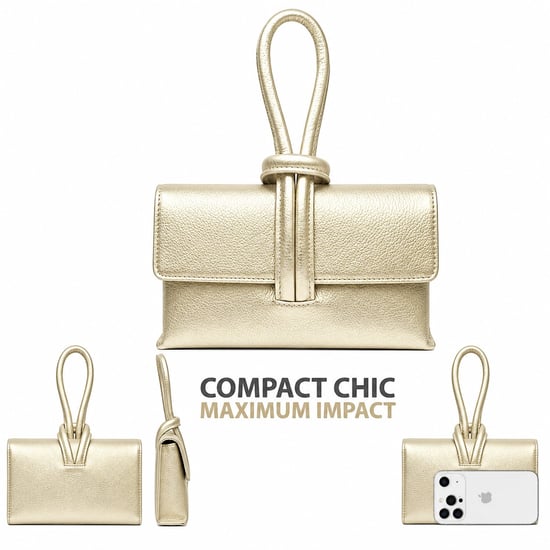 Women’s Italian Leather Clutch Bag, Convertible Crossbody Shoulder Wristlet Purse in Gold - Image 3