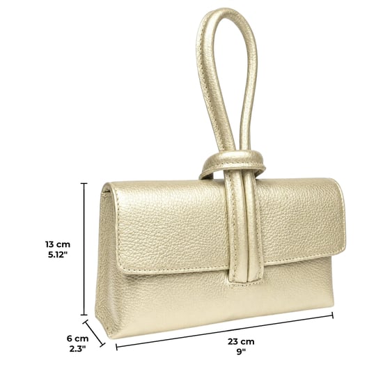 Women’s Italian Leather Clutch Bag, Convertible Crossbody Shoulder Wristlet Purse in Gold - Image 5