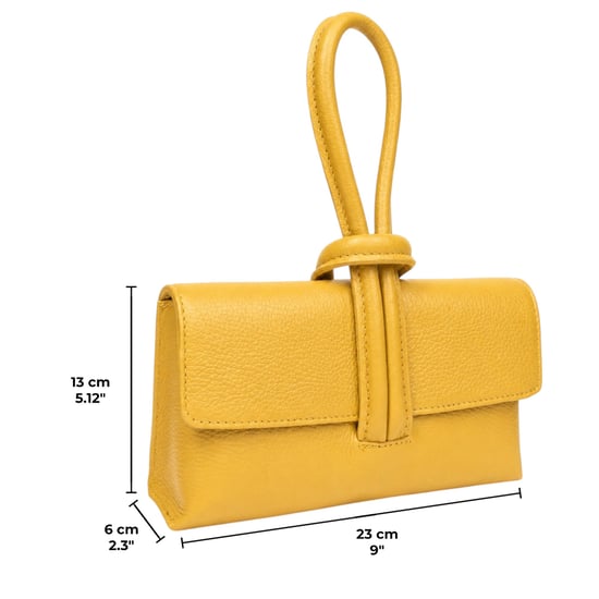 Women’s Italian Leather Clutch Bag, Convertible Crossbody Shoulder Wristlet Purse in Yellow - Image 5