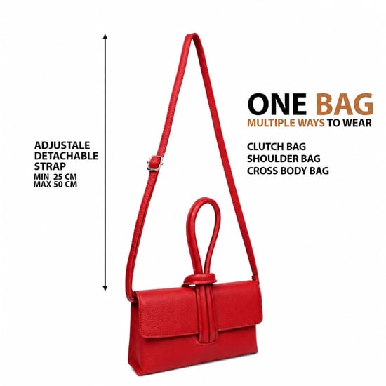 Women’s Italian Leather Clutch Bag, Convertible Crossbody Shoulder Wristlet Purse in Red - Image 4