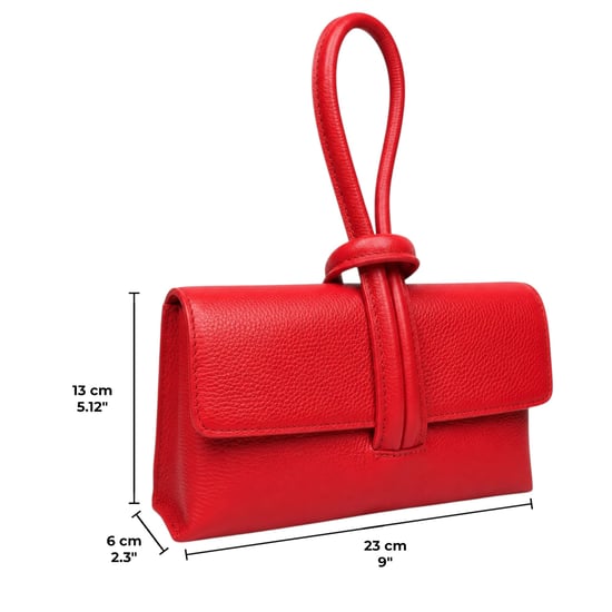 Women’s Italian Leather Clutch Bag, Convertible Crossbody Shoulder Wristlet Purse in Red - Image 5