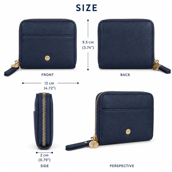 Women’s Small RFID Zip Around Purse, Card Coin Wallet in Navy - Image 3
