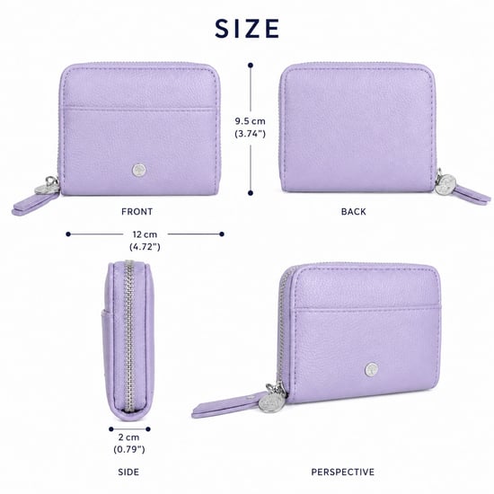 Women’s Small RFID Zip Around Purse, Card Coin Wallet in Purple - Image 3