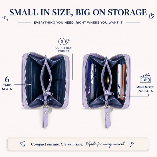 Women’s Small RFID Zip Around Purse, Card Coin Wallet in Purple - Image 4