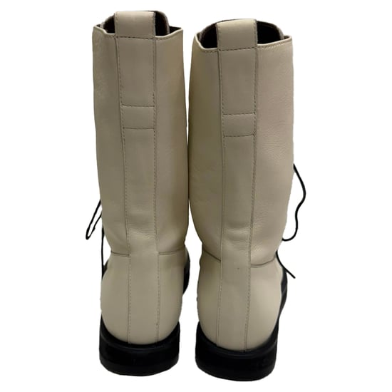 The Row Patty Lace-up Combat Boots in White Leather - Image 5