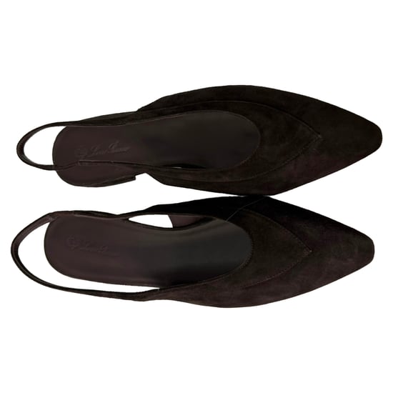 Loro Piana Rebecca Slingback Ballettskor i Brunt Mocka - Image 3
