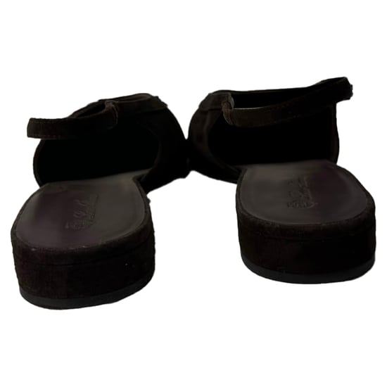 Loro Piana Rebecca Slingback Ballettskor i Brunt Mocka - Image 5