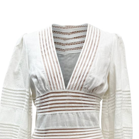 Zimmermann Crochet Trimmed Mini Dress in White Linen - Image 4