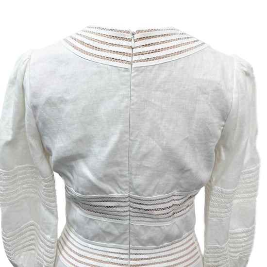 Zimmermann Crochet Trimmed Mini Dress in White Linen - Image 5