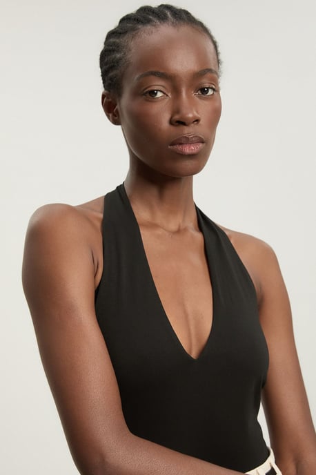 Stretch Cotton Jersey Halter Bodysuit - Image 2