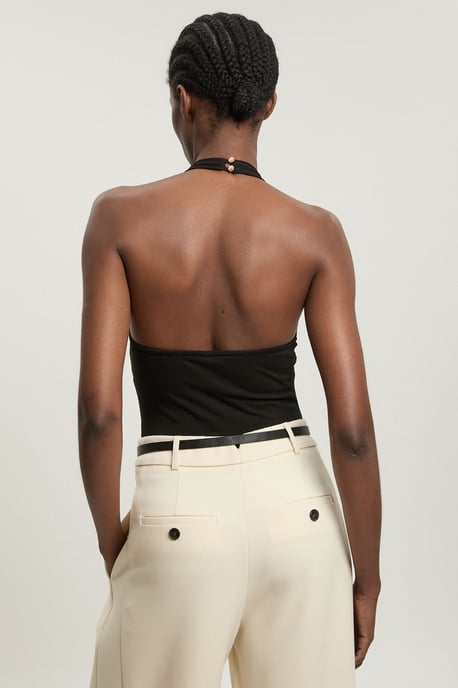 Stretch Cotton Jersey Halter Bodysuit - Image 3