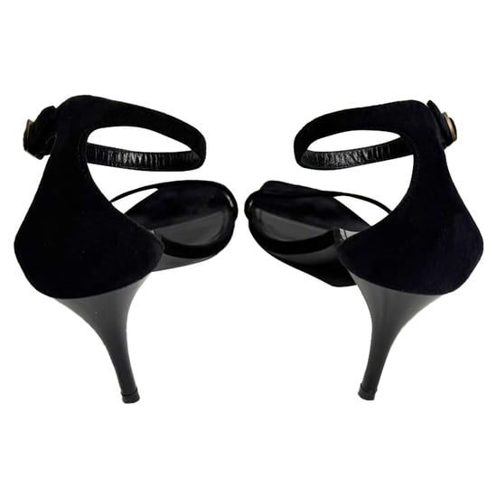 Saint Laurent Lexi 65 Ankle Strap Sandal Heels in Black Suede - Image 3