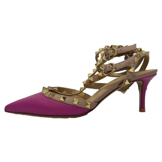 Valentino Rockstud Sandals in Pink and Beige Leather - Image 4