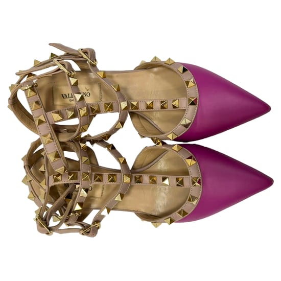 Valentino Rockstud Sandals in Pink and Beige Leather - Image 6