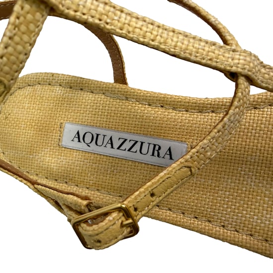 Aquazzura So Ponza T-Strap Sandals in Beige Raffia - Image 6