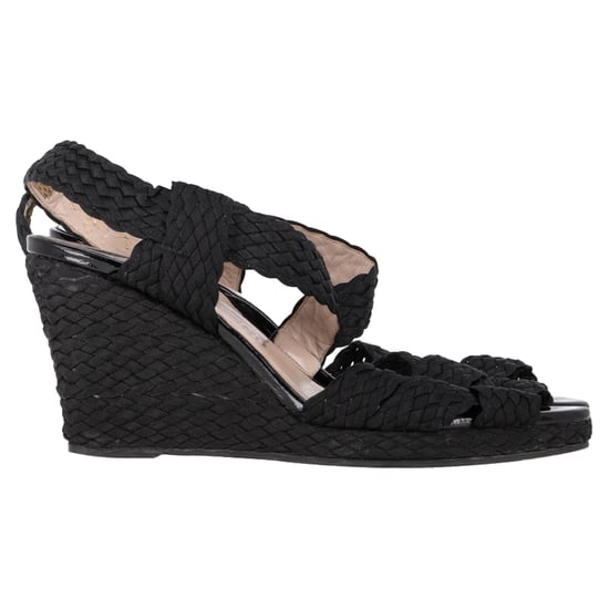 Salvatore Ferragamo Espadrille Wedge Sandals in Black Straw - Image 1