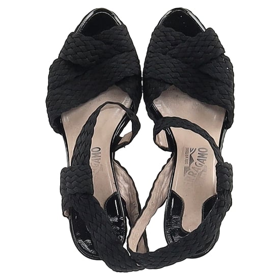 Salvatore Ferragamo Espadrille Wedge Sandals in Black Straw - Image 3