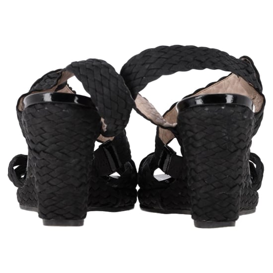 Salvatore Ferragamo Espadrille Wedge Sandals in Black Straw - Image 5
