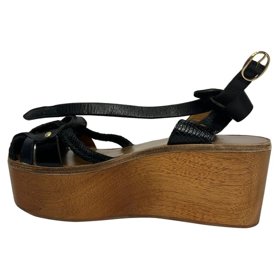 Isabel Marant Étoile Zia Wedge Sandals in Black Leather - Image 3