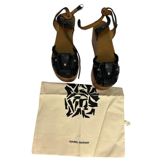 Isabel Marant Étoile Zia Wedge Sandals in Black Leather - Image 6