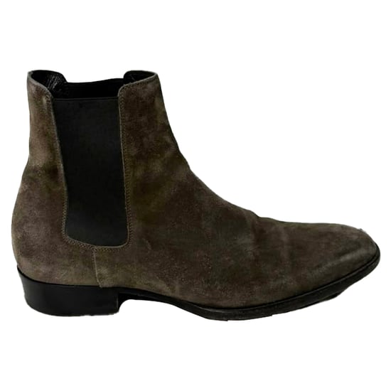Saint Laurent Wyatt Chelsea Ankle Boots in Brown Suede - Image 1