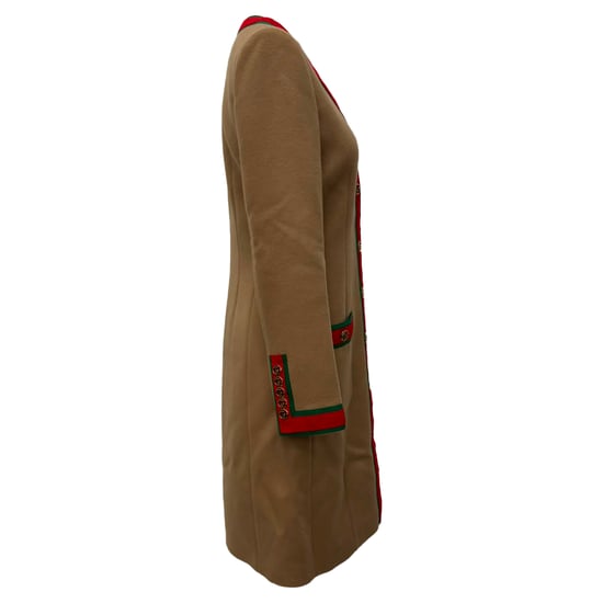 Gucci GG Web Single-Breasted Coat in Brown Wool - Image 2